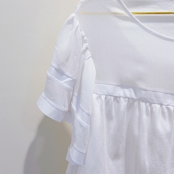 New EXPRESS white chiffon ruffle sleeves shirt - Picture 2 of 4